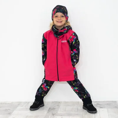 Sportovně elegantní dívčí softshellový kabát Motýl ve vel. 86 až 146. Originální český handmade od ESITO.