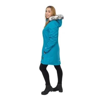 Dámský zimní softshellový kabát s beránkem Petrol. Kvalitní česká móda od ESITO.