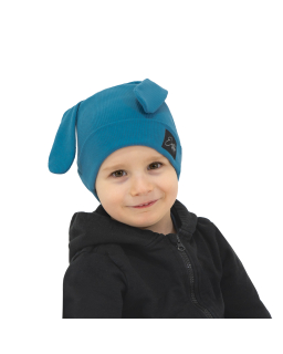 Jarní čepice s ušima Color Blue. Modrá dětská čepice s ušima od českého výrobce dětského oblečení ESITO.