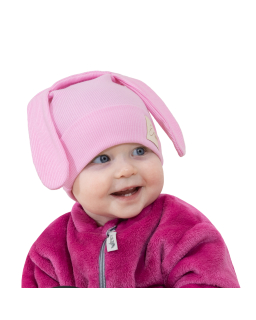 Jarní čepice s ušima Color Pink. Růžová dětská čepice s ušima od českého výrobce dětského oblečení ESITO.