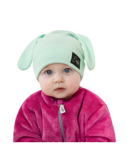 Jarní čepice s ušima Color Pink. Zelená dětská čepice s ušima od českého výrobce dětského oblečení ESITO.