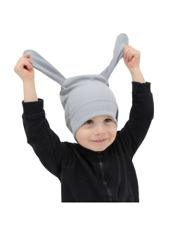 Jarní čepice s ušima Color Grey. Šedá dětská čepice s ušima od českého výrobce dětského oblečení ESITO.