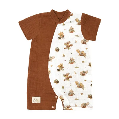 Letní overal pro miminko Veverka BIO mušelín. Kvalitní kojenecké oblečení pro miminka od ESITO.