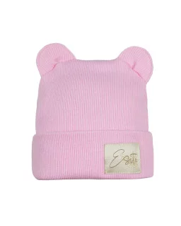 Zimní žebrovaná čepice s oušky Color Pink
