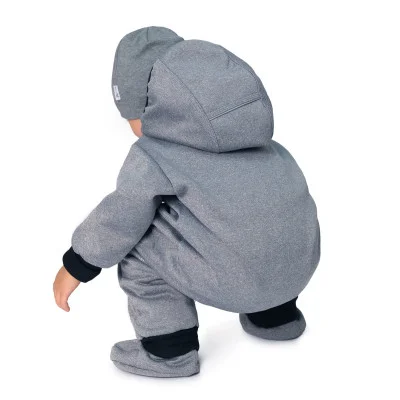 Rostoucí softshellová kombinéza s fleecem Šedý melír. Handmade od českého výrobce dětského oblečení ESITO.