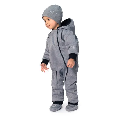 Rostoucí softshellová kombinéza s fleecem Šedý melír. Handmade od českého výrobce dětského oblečení ESITO.