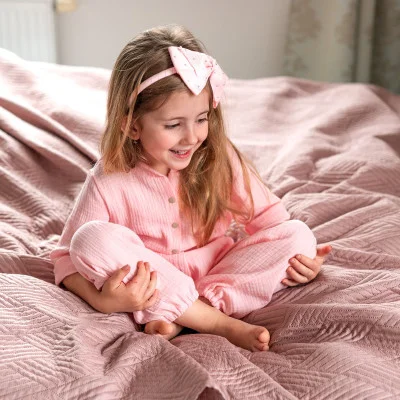 Dětské mušelínové kalhoty Luca Pink live foto náhled na soupravu s košilí od českého výrobce Esito.