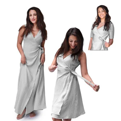 Dámské mušelínové zavinovací šaty Ellena Dove grey od českého výrobce Esito.