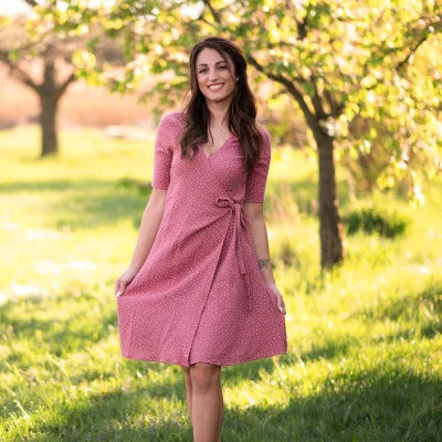 Dámské mušelínové zavinovací šaty Ellena Ruby DOT