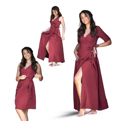 Dámské mušelínové zavinovací šaty Ellena Ruby red od českého výrobce oblečení Esito.