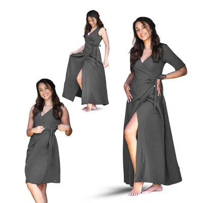 Dámské mušelínové zavinovací šaty Ellena Antracite od českého výrobce Esito.