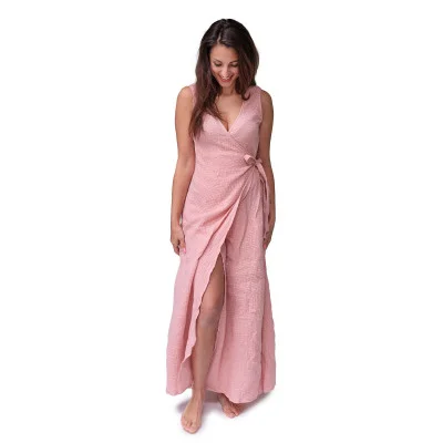Dámské mušelínové zavinovací šaty Ellena Cameo pink DOT od českého výrobce Esito.