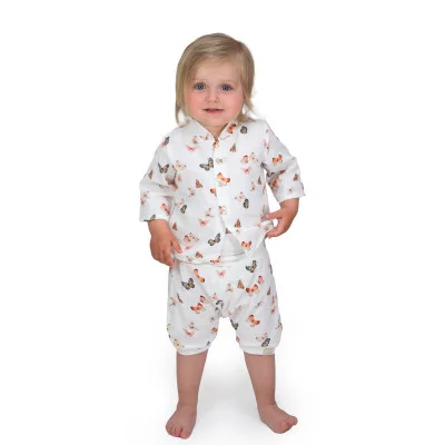 Dětské kraťasy mušelín Motýlek náhled na komplet s košilí od českého výrobce oblečení Esito.