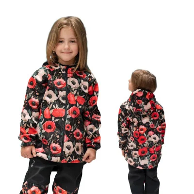 Dětská softshellová bunda DUO Vlčí máky od českého výrobce oblečení Esito.