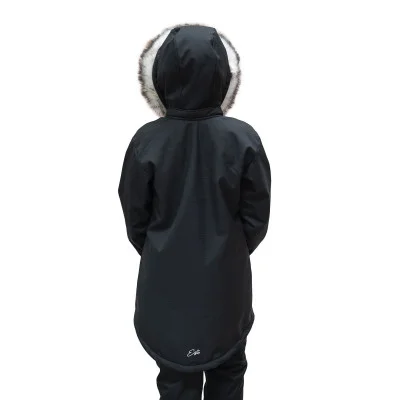 Dívčí zimní softshellový kabát s beránkem Lamb Black náhled na prodloužený zadní díl od českého výrobce oblečení Esito.