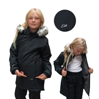 Dívčí zimní softshellový kabát s beránkem Lamb Black náhled na zadní reflex  od českého výrobce oblečení Esito.
