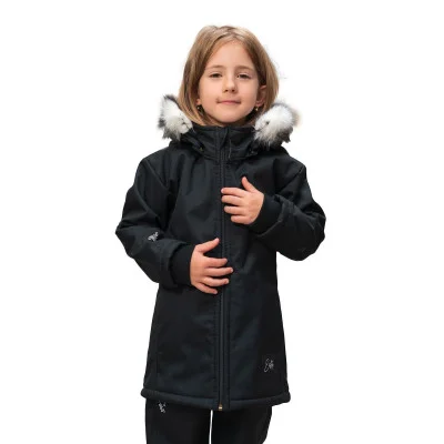 Dívčí zimní softshellový kabát s beránkem Lamb Black náhled na stojáček s krytím zipu od českého výrobce oblečení Esito.