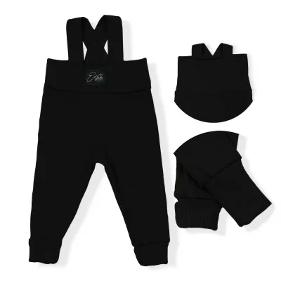 Rostoucí žebrované kalhoty s laclem Color Black od českého výrobce oblečení Esito.