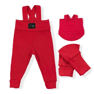 Rostoucí žebrované kalhoty s laclem Color Red od českého výrobce oblečení Esito.