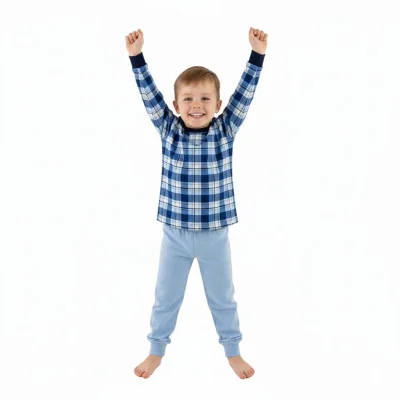 Chlapecké pyžamo tmavé modré kostky od českého výrobce oblečení Esito.