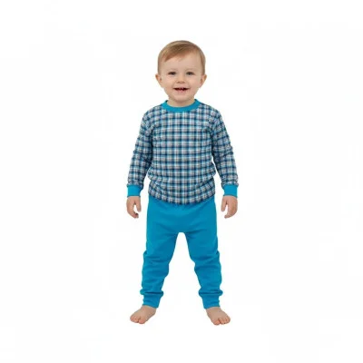 Chlapecké pyžamo tyrkysové kostky od českého výrobce oblečení Esito.