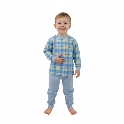 Chlapecké pyžamo modré kostky velké od českého výrobce oblečení Esito.