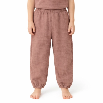 Dětské mušelínové kalhoty Luca Brown od českého výrobce oblečení Esito.