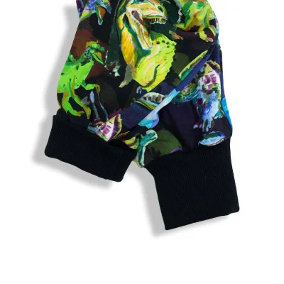 Dětské tepláky s vysokým pasem Hraví dinosauři od českého výrobce módy pro děti a dospělé Esito.