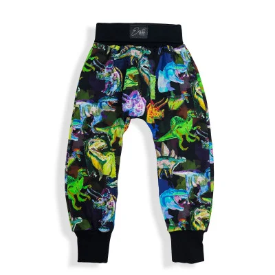 Dětské tepláky s vysokým pasem Hraví dinosauři od českého výrobce módy pro děti a dospělé Esito.