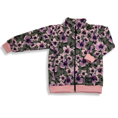 Mikina na zip Purple flower od českého výrobce módy pro děti a dospělé.