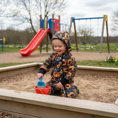 Rostoucí softshellová kombinéza s fleecem Slunečnice ilustrační live foto od českého výrobce oblečení Esito.