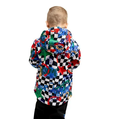 Dětská softshellová bunda DUO Play of colors náhled na prodloužení zadního dílu od českého výrobce Esito.