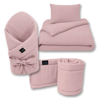 Mušelínová zavinovačka pro miminko Powder pink 85x85 cm náhled na celou sadu od českého výrobce Esito.