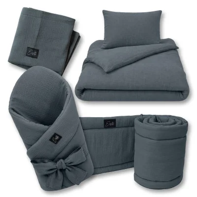 Mušelínová zavinovačka pro miminko Antracite 85x85 cm náhled na celou sadu od českého výrobce Esito.
