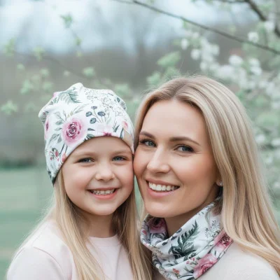 Bavlněný nákrčník Arya ilustrační live foto od českého výrobce módy pro děti a dospělé.