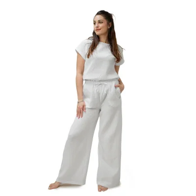 Mušelínové tričko Diana White náhled s kalhotami white od českého výrobce módy pro děti a dospělé Esito.