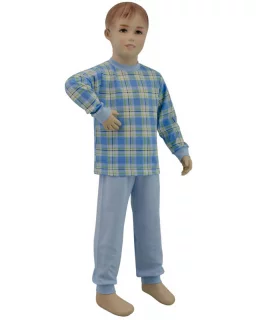 Chlapecké pyžamo modré kostky velké vel. 92 - 110