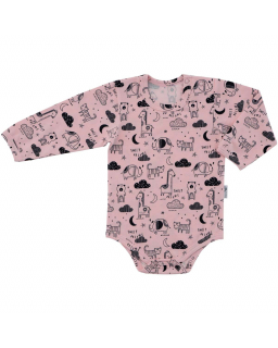 Růžové kojenecké bodyčko s digitálním potiskem ZOO ve velikostech 80 a 98 od českého výrobce dětského oblečení ESITO.