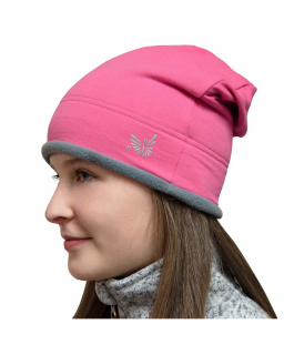 Zimní čepice spadená Růžová, prodloužená čepice od českého výrobce oblečení ESITO.