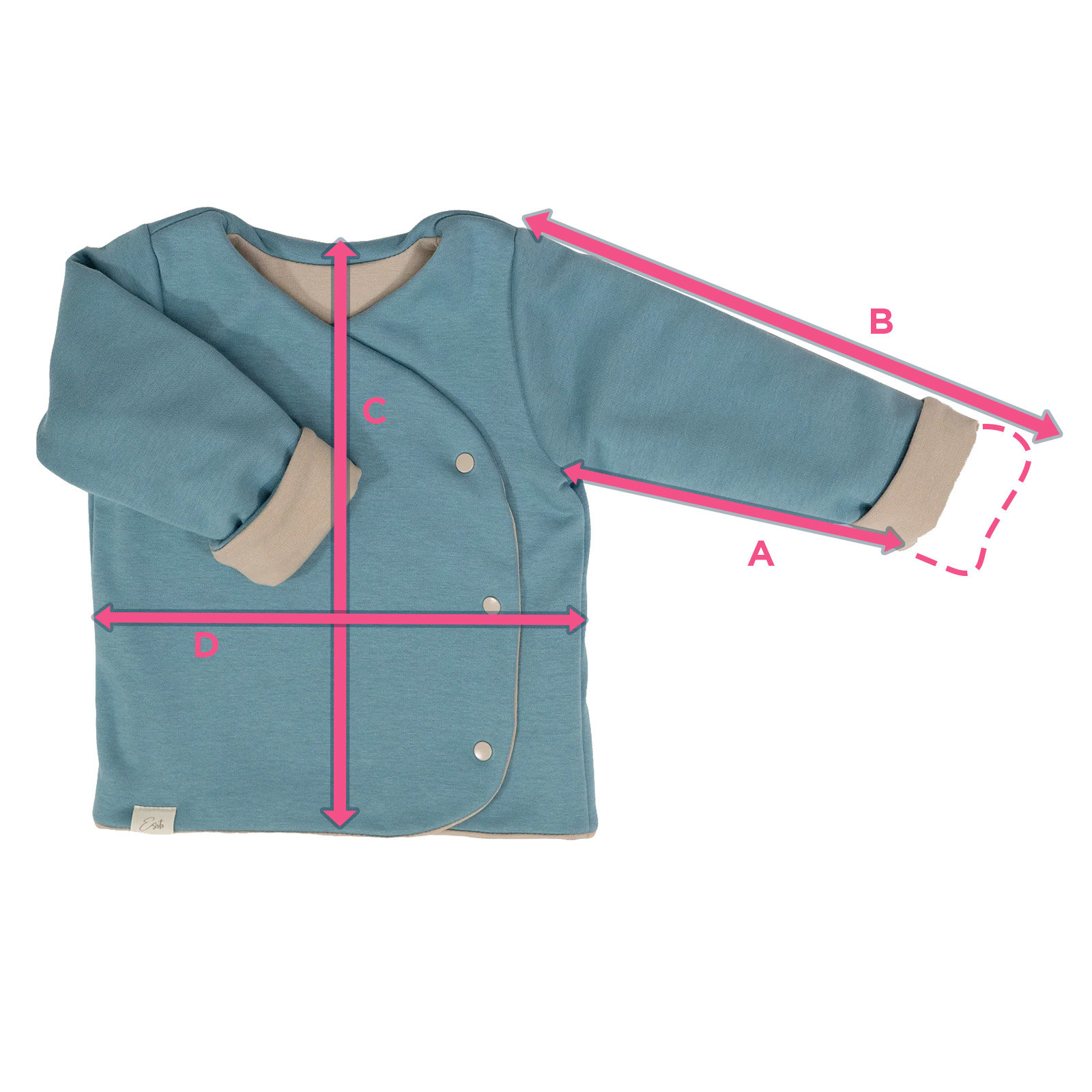 Velikostní tabulka - kojeneckébody klasické s dlouhým rukávem.