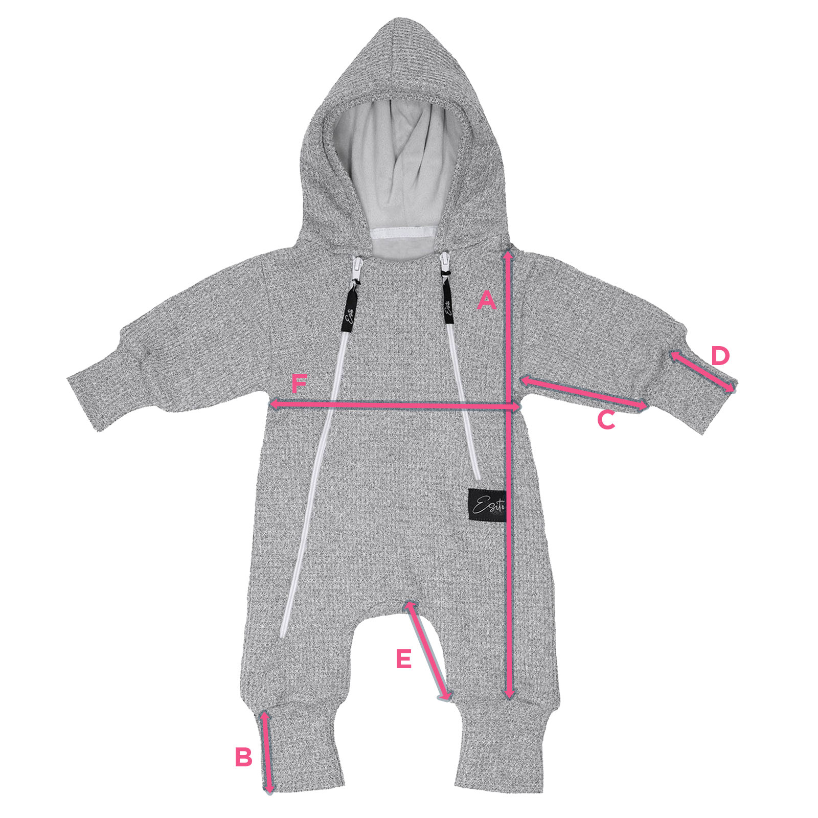 Velikostní tabulka Teplákový overal ESITO