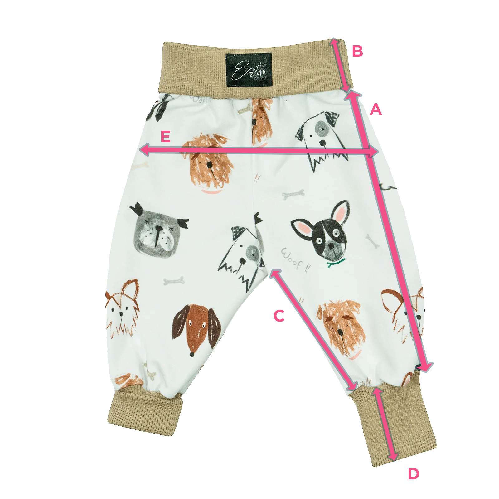 Velikostní tabulka rostoucí kalhoty Pejsci