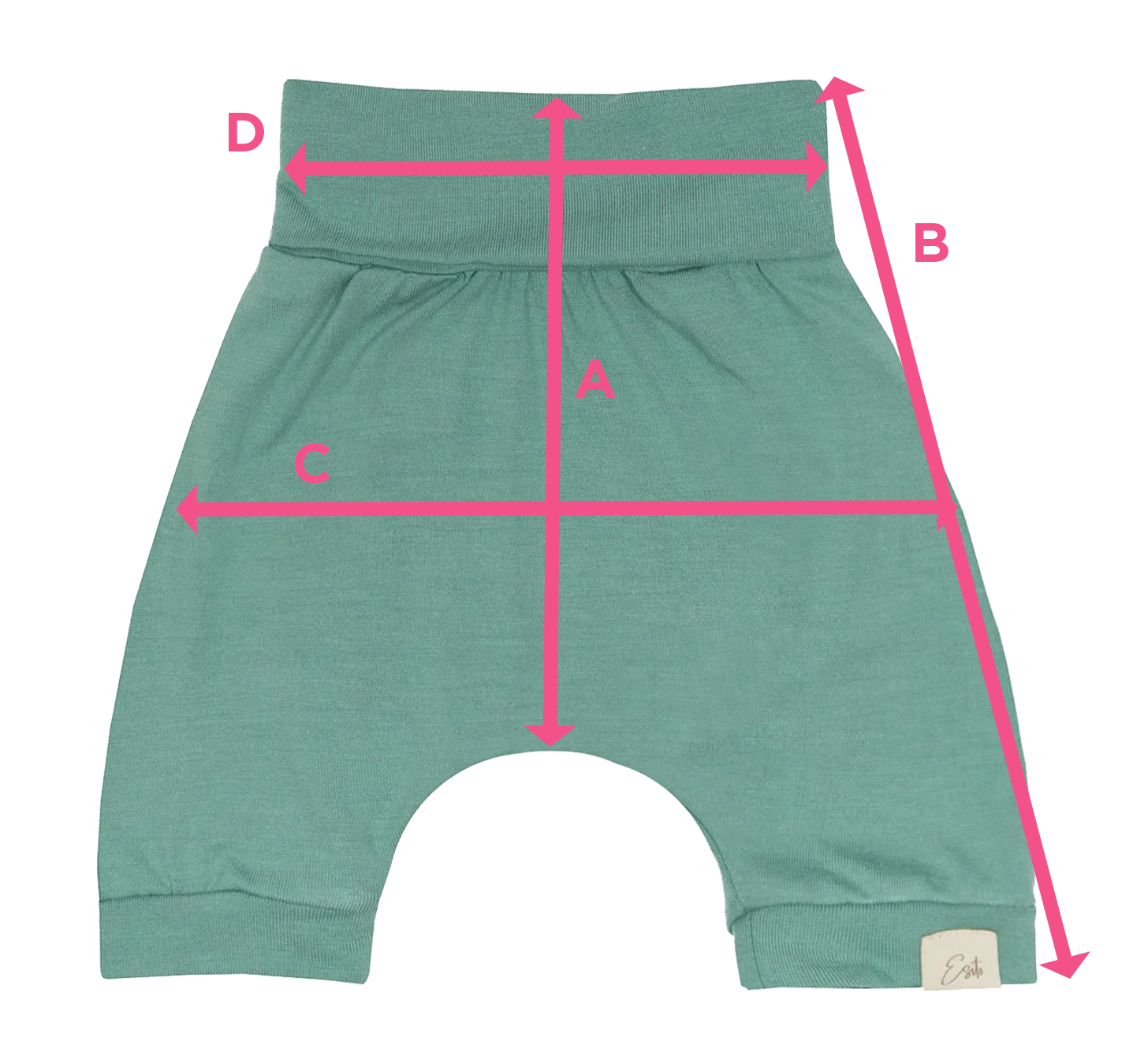 Velikostní tabulka kraťasy střih pudlo od ESITO.