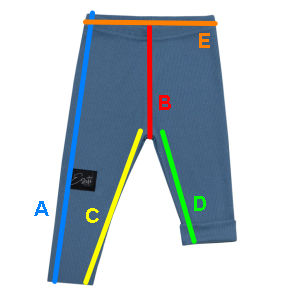 Velikostní tabulka Rostoucí legíny