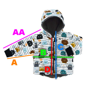 Velikostní tabulka bund s kapucí