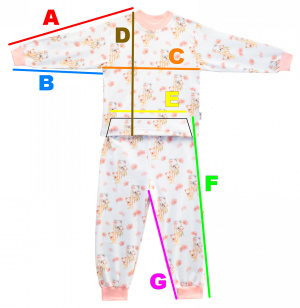 Velikostní tabulka pyžam od ESITO.